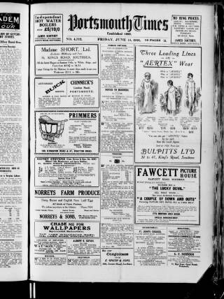 cover page of Portsmouth Times and Naval Gazette published on June 18, 1926