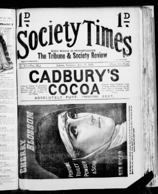 cover page of Society Times published on June 28, 1890