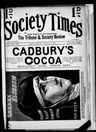 cover page of Society Times published on December 6, 1890