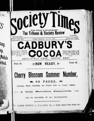cover page of Society Times published on June 27, 1891