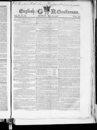 cover page of English Gentleman published on May 28, 1826