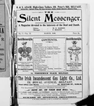 cover page of Silent Messenger published on March 2, 1896