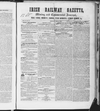 cover page of Irish Railway Gazette published on June 18, 1849