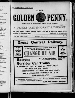cover page of Hour Glass published on June 18, 1908