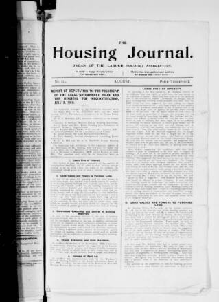 cover page of Housing Journal published on August 1, 1918
