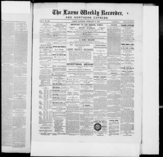 cover page of Larne Weekly Recorder & Northern Express published on February 17, 1883