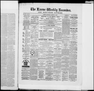 cover page of Larne Weekly Recorder & Northern Express published on March 17, 1883