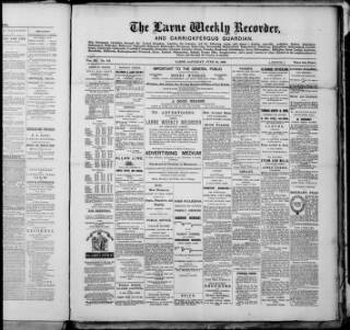 cover page of Larne Weekly Recorder & Northern Express published on June 23, 1883
