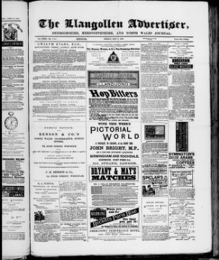 cover page of Llangollen Advertiser published on May 4, 1883