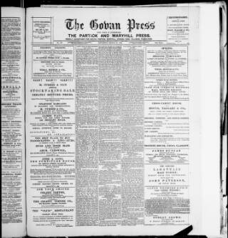 cover page of Govan Press and Weekly Advertiser for Govan & Kinning Park published on March 19, 1892