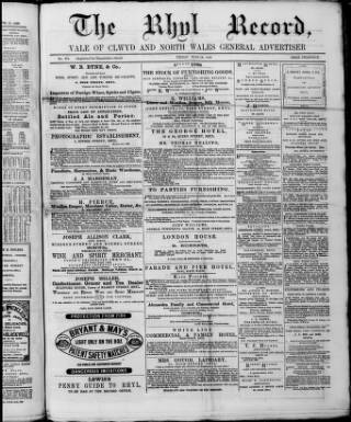 cover page of Rhyl Record published on June 18, 1869