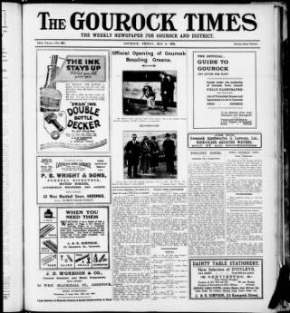 cover page of Gourock Times published on May 4, 1934