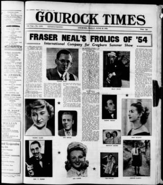 cover page of Gourock Times published on June 18, 1954