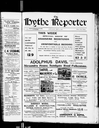 cover page of Hythe Reporter published on May 4, 1907