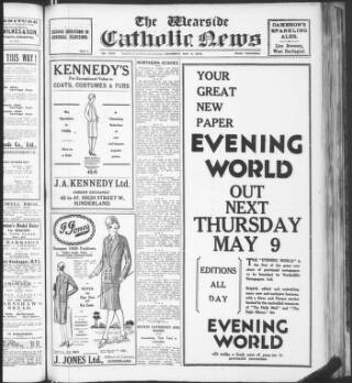 cover page of Wearside Catholic News published on May 4, 1929