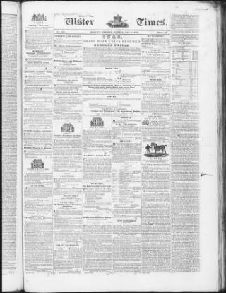 cover page of Ulster Times published on May 4, 1841