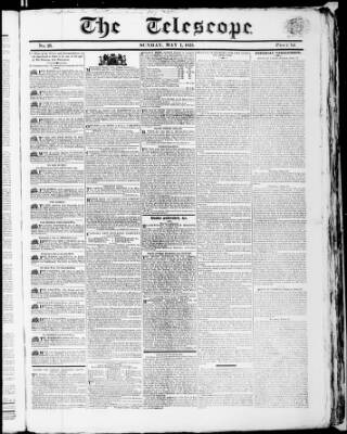 cover page of Telescope published on May 1, 1825
