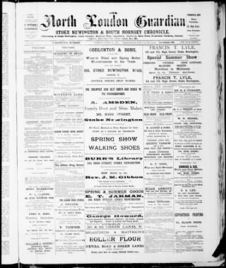 cover page of North London Guardian, Stoke Newington Chronicle published on June 18, 1895