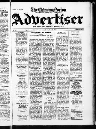 cover page of Chipping Norton Advertiser published on June 18, 1953