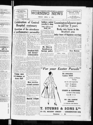 cover page of Leamington, Warwick, Kenilworth & District Daily Circular published on April 4, 1952