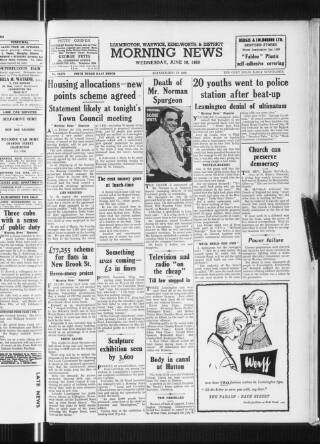 cover page of Leamington, Warwick, Kenilworth & District Daily Circular published on June 18, 1958