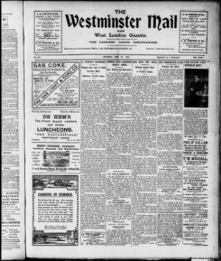 cover page of Westminster Mail published on June 18, 1910