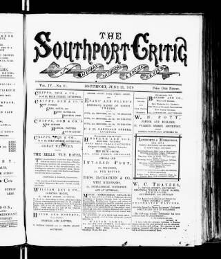 cover page of Southport Critic published on June 28, 1879