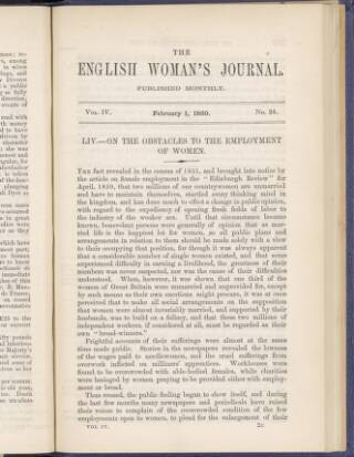 cover page of English Woman's Journal published on February 1, 1860