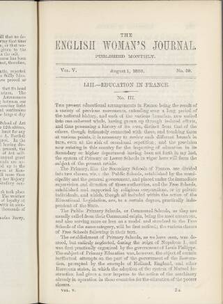 cover page of English Woman's Journal published on August 1, 1860