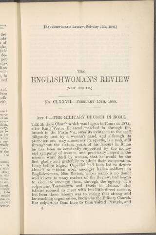 cover page of Englishwoman's Review published on February 15, 1888