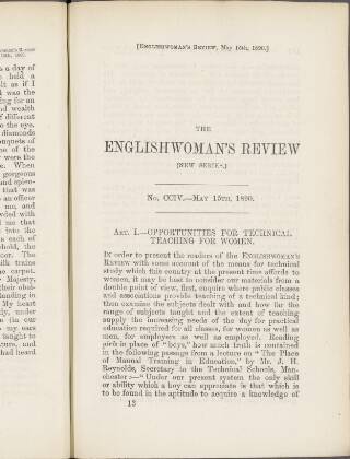 cover page of Englishwoman's Review published on May 15, 1890