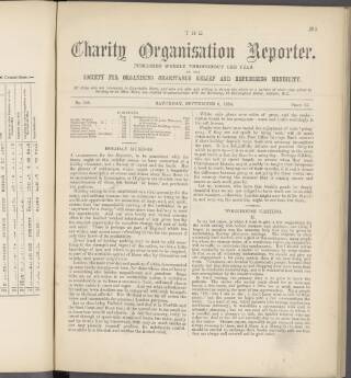 cover page of Charity Organisation Reporter published on September 6, 1884