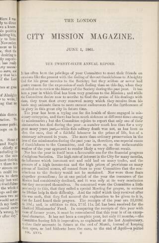 cover page of London City Mission Magazine published on June 1, 1861