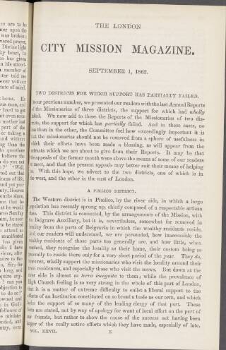 cover page of London City Mission Magazine published on September 1, 1862