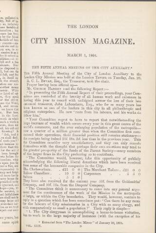 cover page of London City Mission Magazine published on March 1, 1864