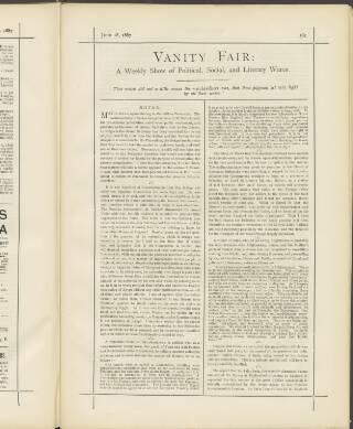 cover page of Vanity Fair published on June 18, 1887