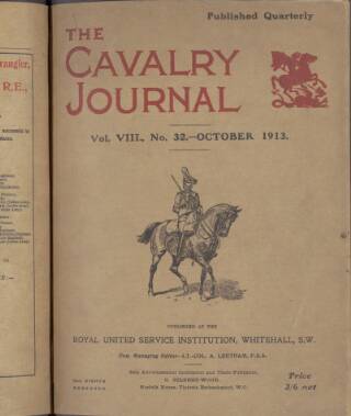cover page of Cavalry Journal published on October 1, 1913