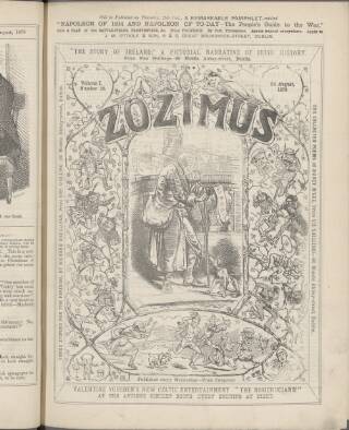 cover page of Zozimus published on August 24, 1870