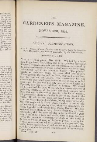 cover page of Gardener's Magazine published on November 1, 1842