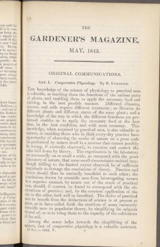 cover page of Gardener's Magazine published on May 1, 1843