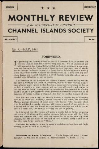 cover page of Channel Islands Monthly Review published on May 1, 1941