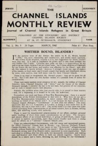cover page of Channel Islands Monthly Review published on March 1, 1942