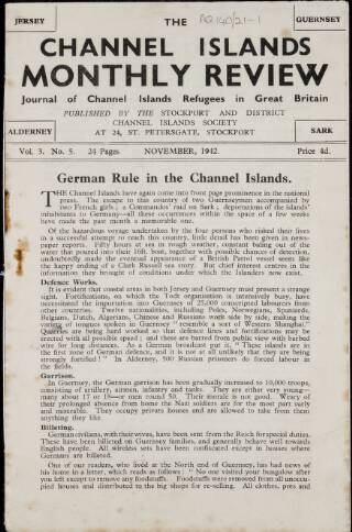cover page of Channel Islands Monthly Review published on November 1, 1942