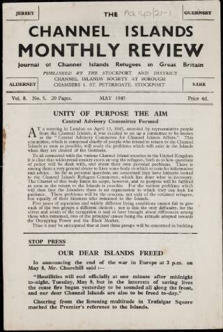 cover page of Channel Islands Monthly Review published on May 1, 1945
