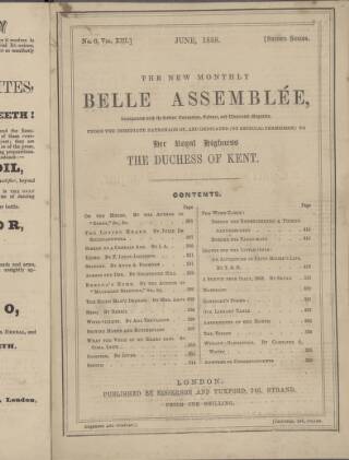 cover page of La Belle Assemblée published on June 1, 1858